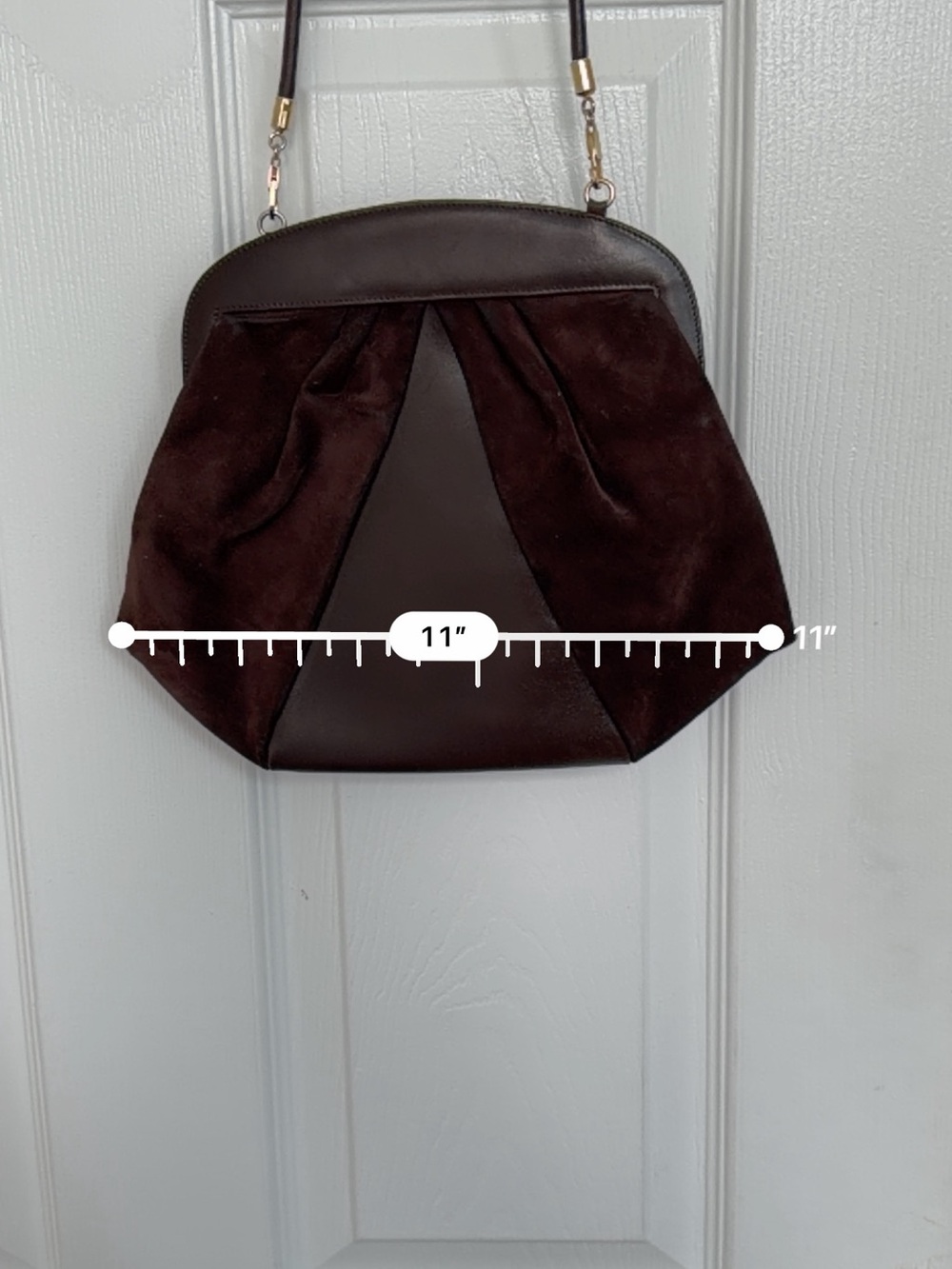 Vintage Salvatore Ferragamo Dark Brown Suede & Leather Shoulder Bag - Picture 5 of 5